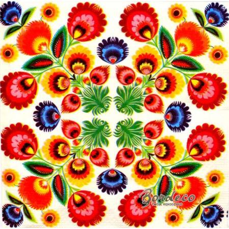 Serwetka do decoupage firmy AHA ludowa wycinanka 33x33cm